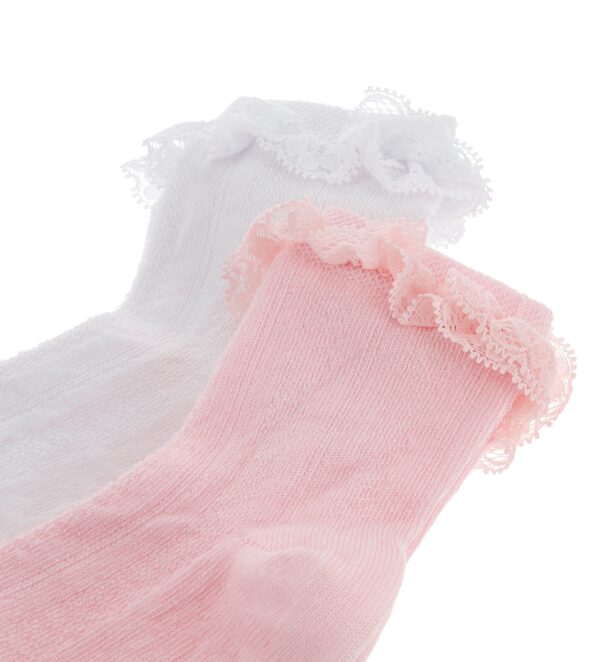 Basico spring baby girl bi-pack socks with ruffles – Image 2