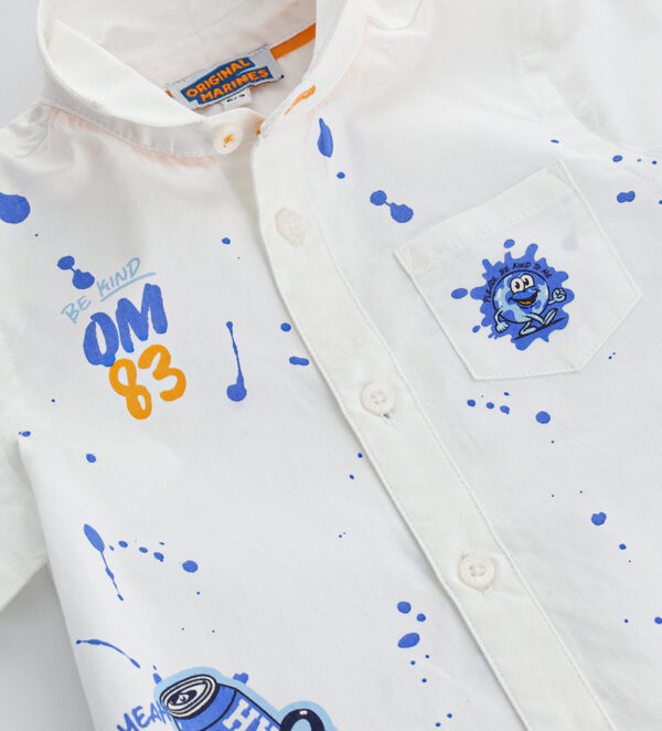 Indigo varsity baby boy cotton shirt – Image 2
