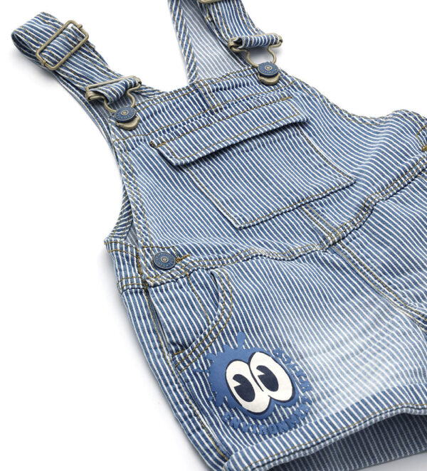 Indigo varsity baby boy denim dungarees – Image 2