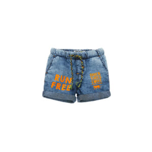 Neon explorer baby boy bermuda in cotton denim
