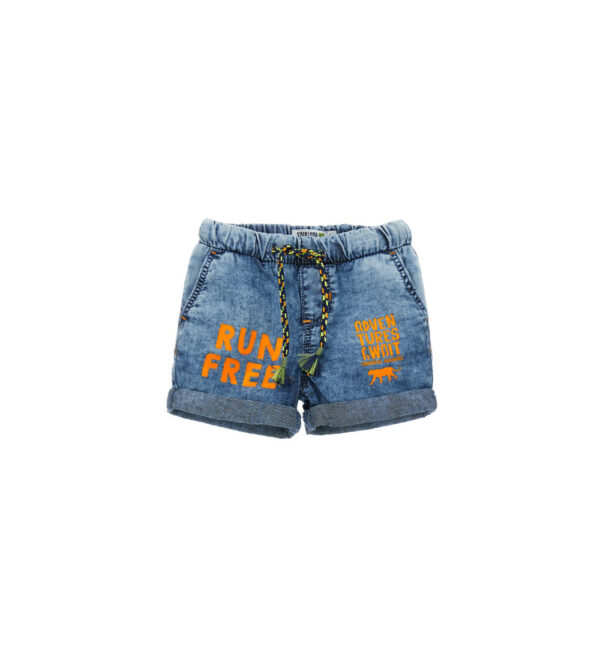 Neon explorer baby boy bermuda in cotton denim
