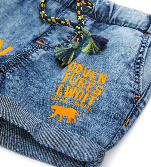Neon explorer baby boy bermuda in cotton denim – Image 3