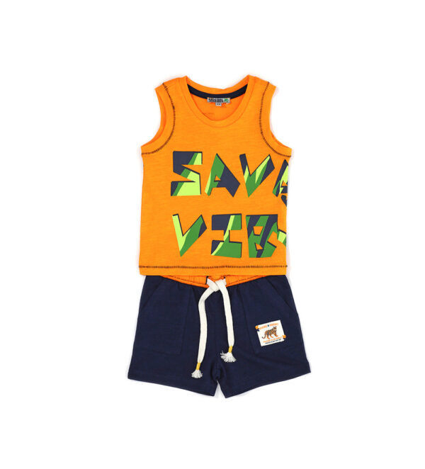 Neon explorer baby boy tank top and shorts set 3