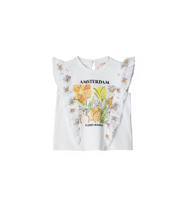 Flower market baby girl t-shirt with ruffles 4