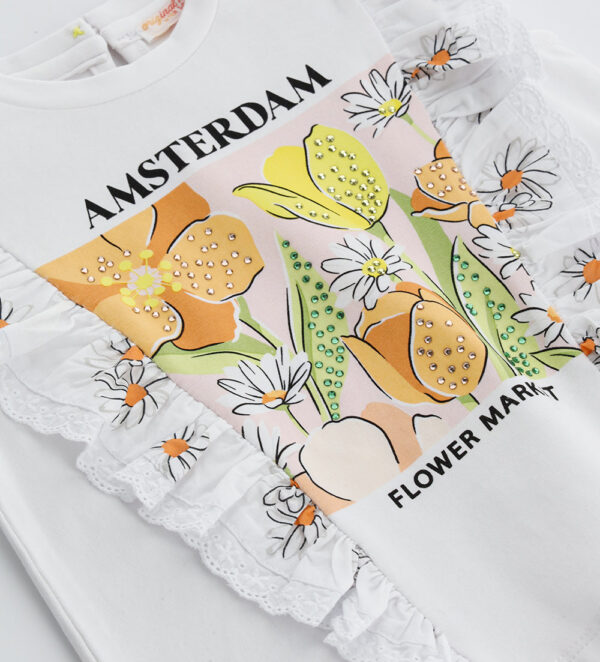 Flower market baby girl t-shirt with ruffles 4 – Image 3