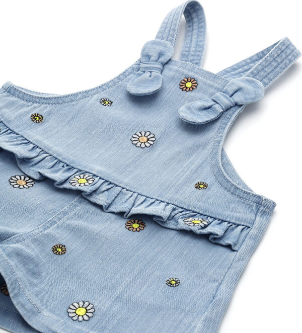 Flower market baby girl denim dungarees – Image 2