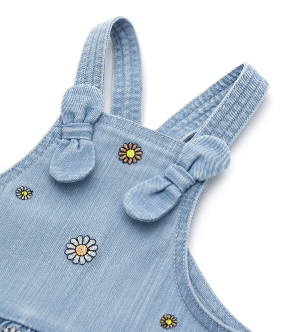 Flower market baby girl denim dungarees – Image 3