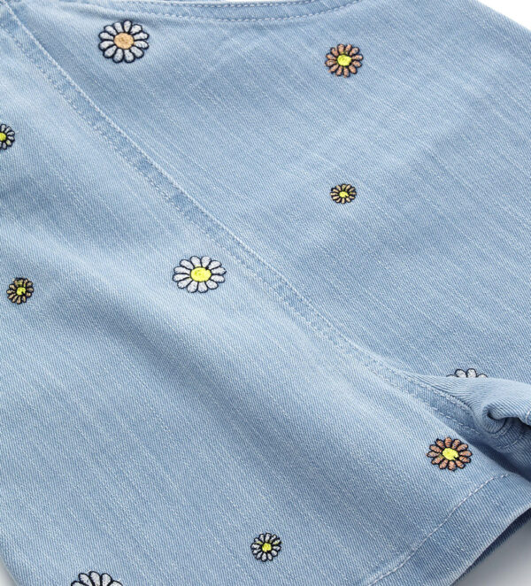 Flower market baby girl denim dungarees – Image 4