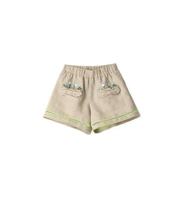 Growing up baby girl linen blend shorts