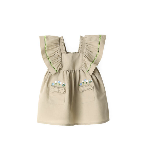 Growing up baby girl dress in linen blend