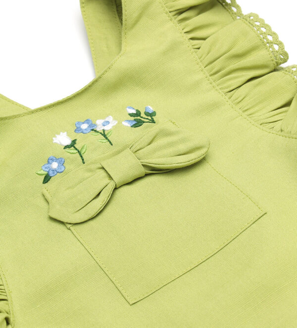 Growing up baby girl linen blend dungarees – Image 8