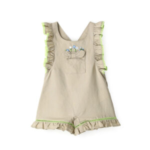 Growing up baby girl linen blend dungarees