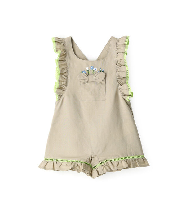 Growing up baby girl linen blend dungarees