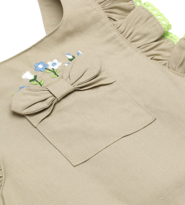 Growing up baby girl linen blend dungarees – Image 3