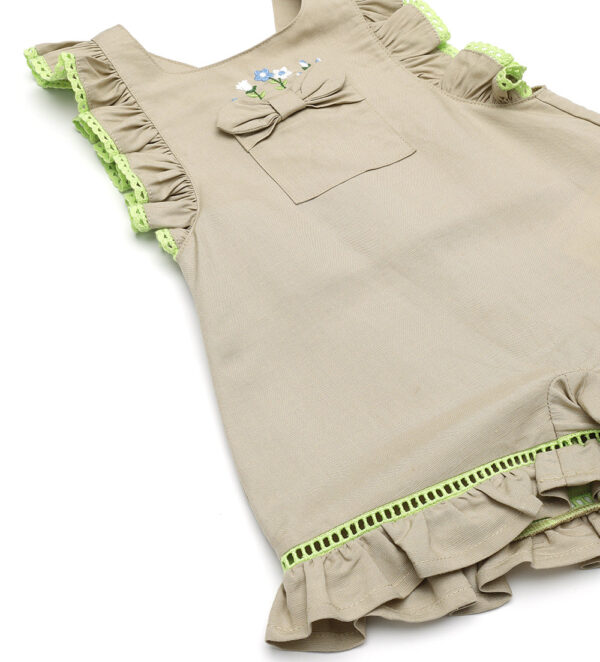 Growing up baby girl linen blend dungarees – Image 2