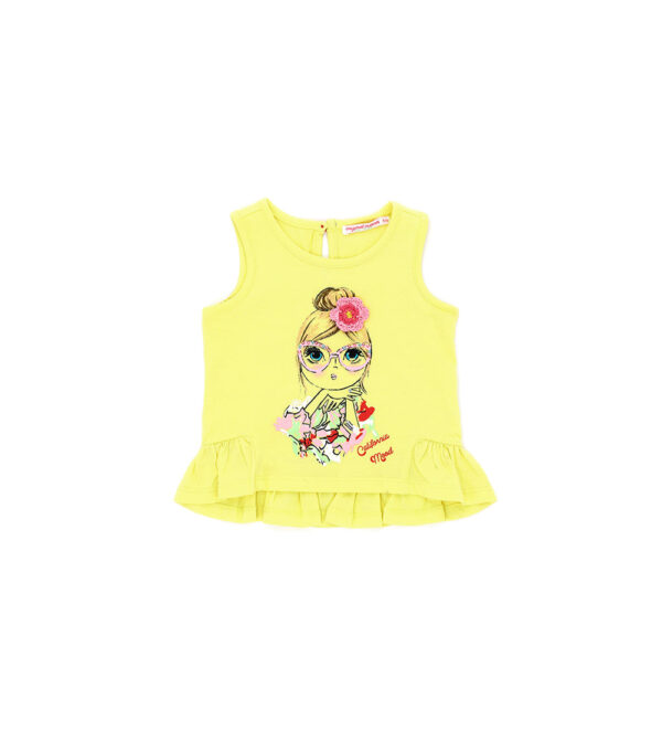 California mood baby girl tank top with ruffles – Image 3