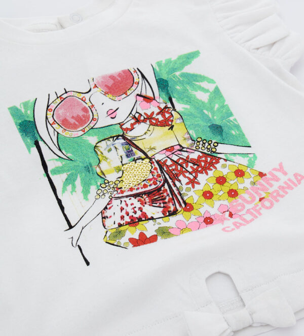 California mood baby girl t-shirt with sequins – Image 2