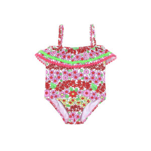 Beachwear baby girl one-piece swimsuit with volant 2