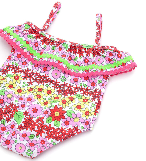 Beachwear baby girl one-piece swimsuit with volant 2 – Image 2