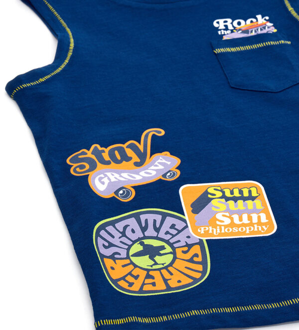 Surf spirit boy tank top with pocket – Image 2