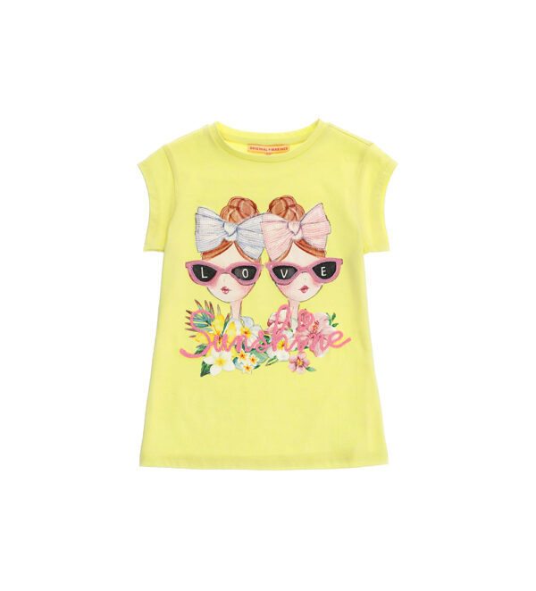 Tropical pastel girl t-shirt with glitter