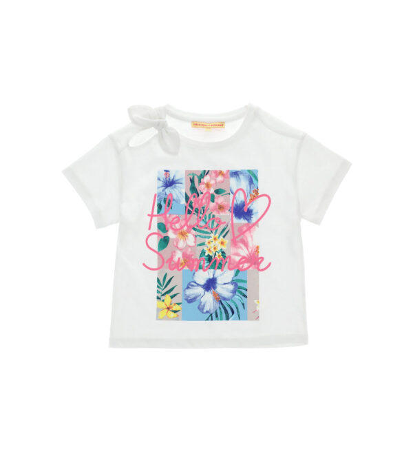 Tropical pastel girl t-shirt with knot