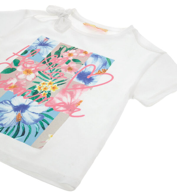 Tropical pastel girl t-shirt with knot – Image 3