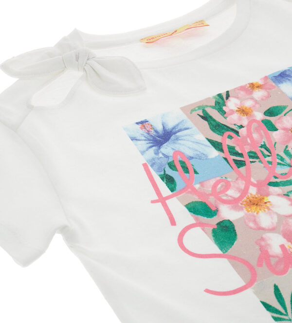 Tropical pastel girl t-shirt with knot – Image 2