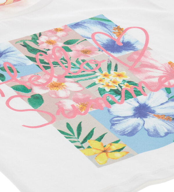 Tropical pastel girl t-shirt with knot – Image 4