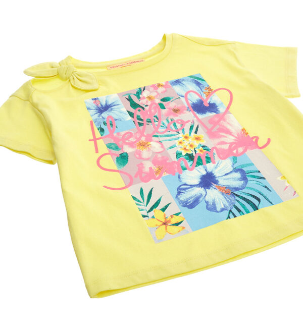 Tropical pastel girl t-shirt with knot – Image 6