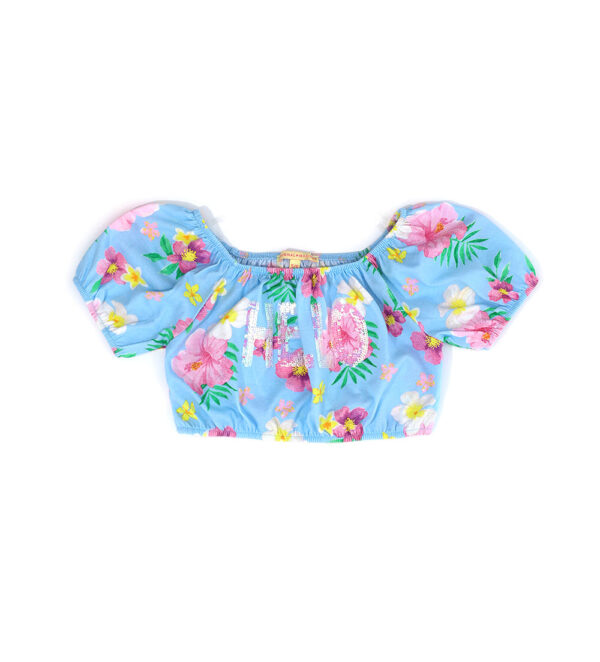 Tropical pastel girl top with sequins