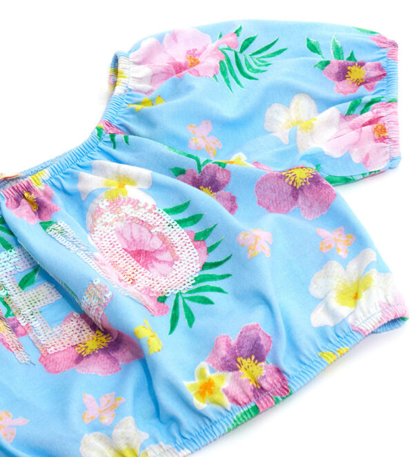Tropical pastel girl top with sequins – Image 2