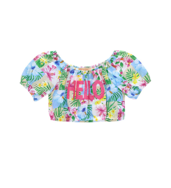 Tropical pastel girl top with sequins – Image 4