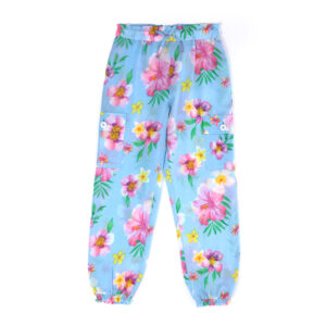 Tropical pastel girl trousers with pockets