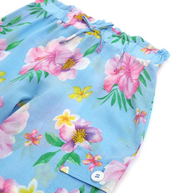 Tropical pastel girl trousers with pockets – Image 2
