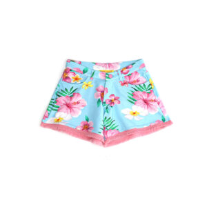 Tropical pastel girl shorts with fringe
