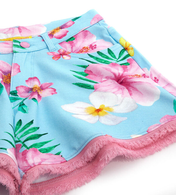 Tropical pastel girl shorts with fringe – Image 3