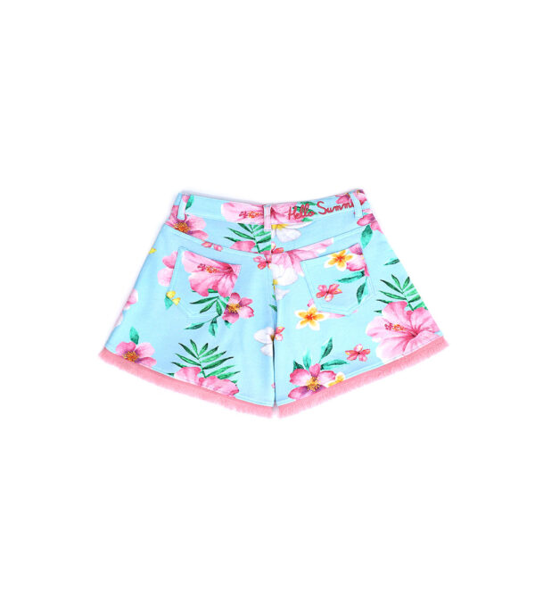 Tropical pastel girl shorts with fringe – Image 4