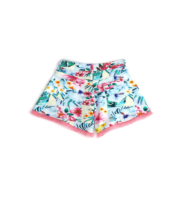 Tropical pastel girl shorts with fringe – Image 8