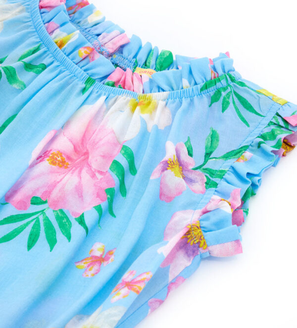 Tropical pastel girl jumpsuit with lace at the waist – Image 5