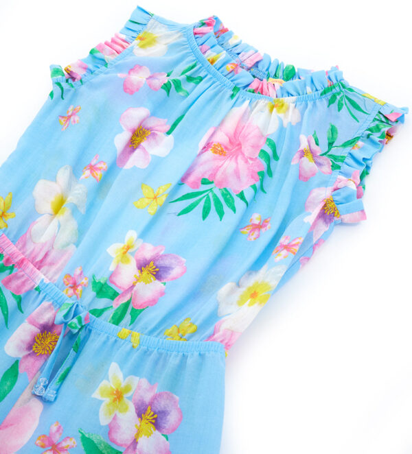 Tropical pastel girl jumpsuit with lace at the waist – Image 4