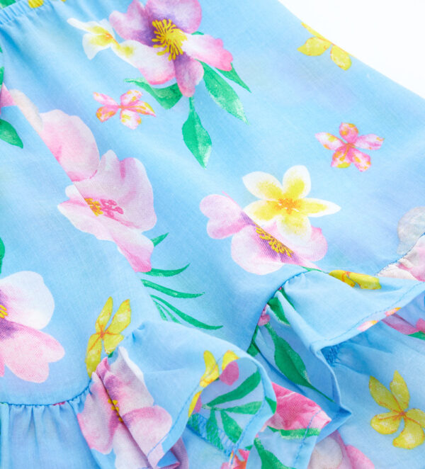 Tropical pastel girl jumpsuit with lace at the waist – Image 3