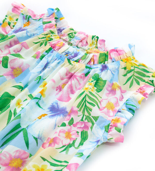 Tropical pastel girl jumpsuit with lace at the waist – Image 10