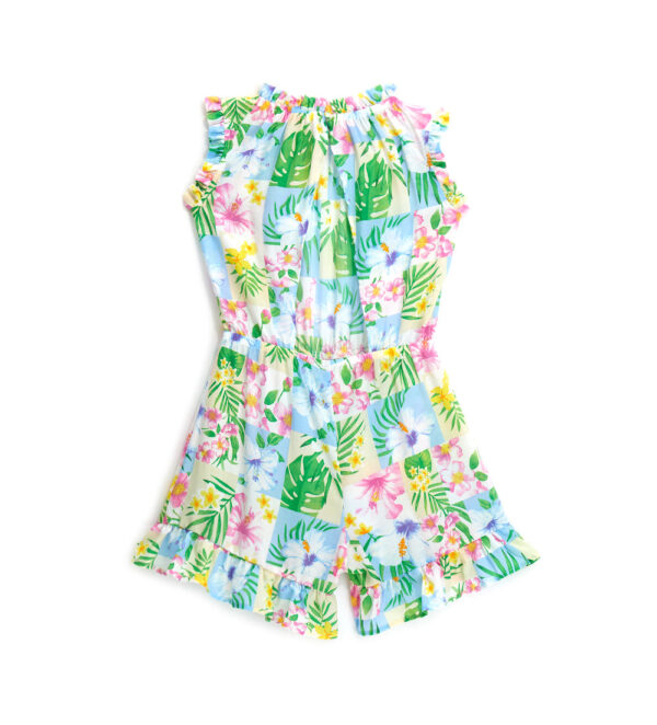 Tropical pastel girl jumpsuit with lace at the waist – Image 6
