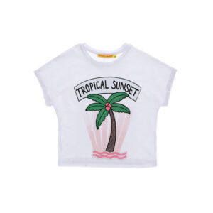 Tropical pastel girl t-shirt with sequins 1