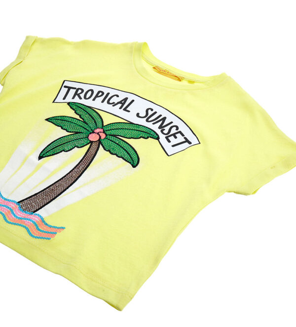 Tropical pastel girl t-shirt with sequins 1 – Image 6