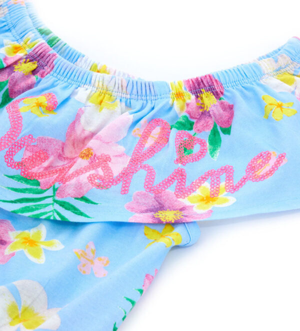 Tropical pastel girl dress with ruffles – Image 3
