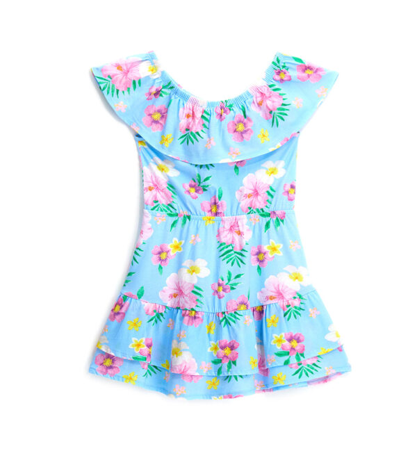 Tropical pastel girl dress with ruffles – Image 2