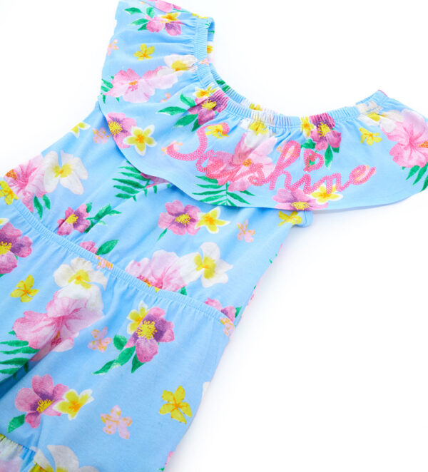 Tropical pastel girl dress with ruffles – Image 4
