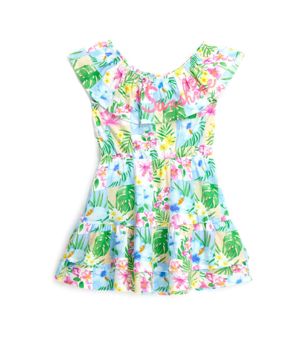 Tropical pastel girl dress with ruffles – Image 6